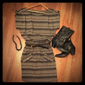 Black & Tan Striped Dress